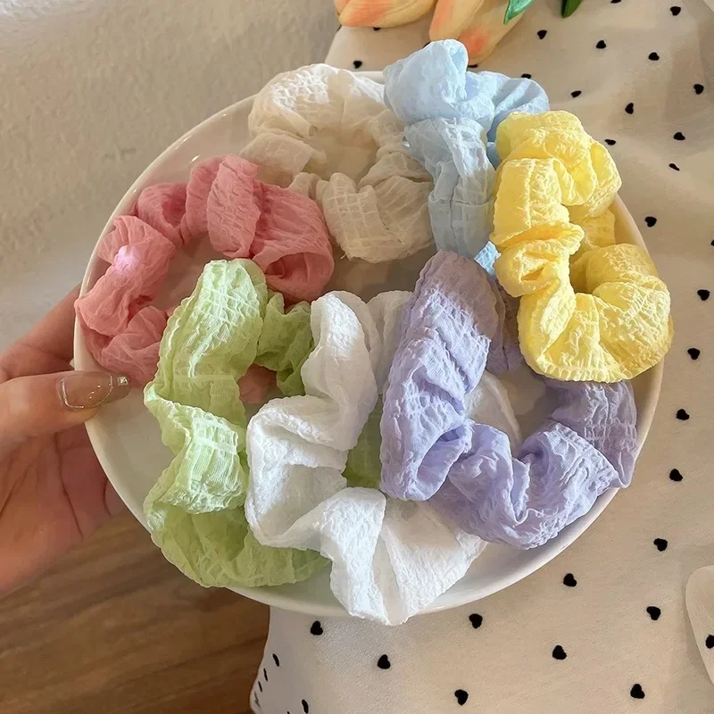 7pcs Candy Color Hair Scrunchies for Women Girls