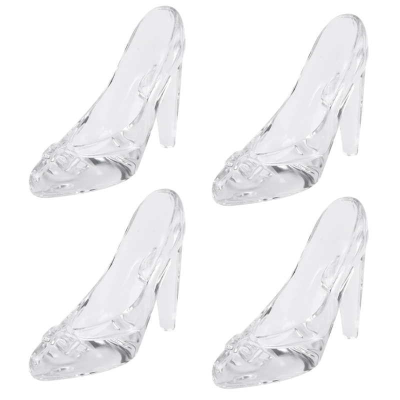 

Promotion! 4X Crystal Shoes Glass Birthday Gift Home Decor Cinderella High-Heeled Shoes Wedding Shoes Figurines Miniatures Ornam