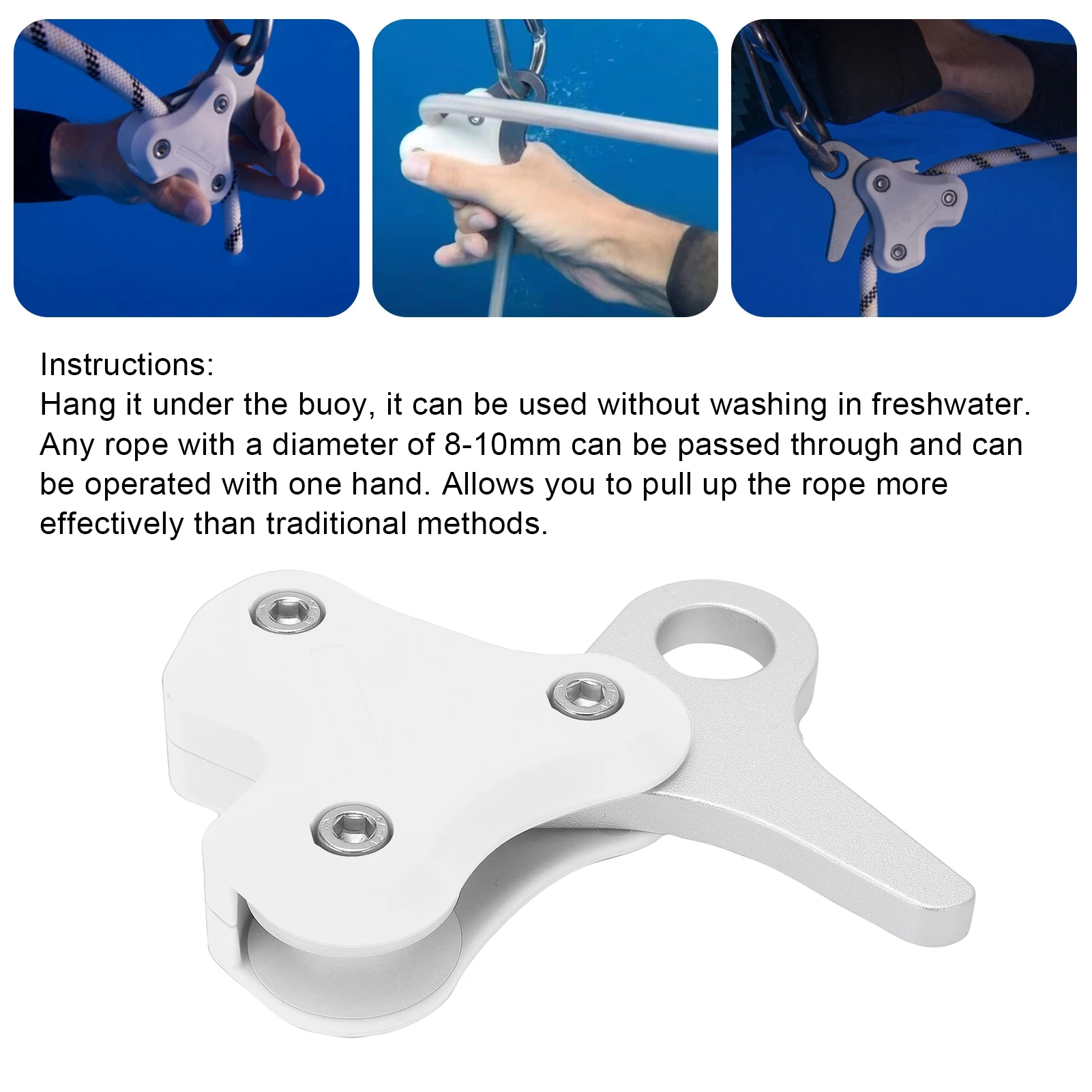Aluminum Alloy Scuba Diving Pulley 250kg Load Bearing Rope Pulley Diving Accessories 6