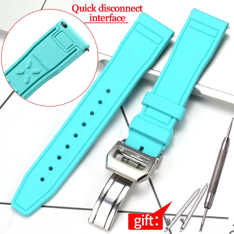 thumbnail image 1 of Correa de caucho fluorado de 20, 21 y 22 mm adecuada para el reloj de repuesto IWC Big Pilot, pulsera deportiva impermeable con hebilla plegable para hombre, 1 of 5