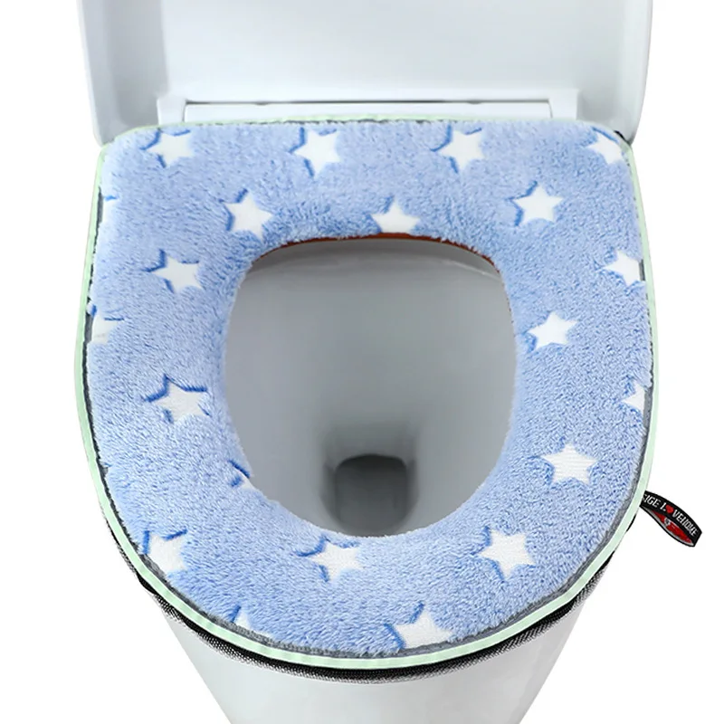 Luminescence toilet seat cushion soft toilet cushion zipper winter warm mat home thicken pad cover washer toilet seat cover toilet mat