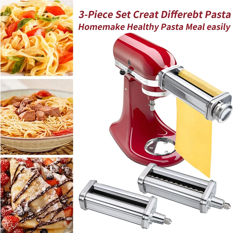 Description Picture 3 of itemPasta Roller Maker Attachment Machine Fettucine Spaghetti For Kitchenaid Accessories Noodle Stainless Speed KA Stand Mixer Tools