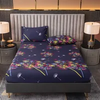 3pcs Printed Sanding Fitted Sheet and Pillowcases Set Elastic Band Around Mattress Cover King Size Bed Cover Juego De Sábanas 3