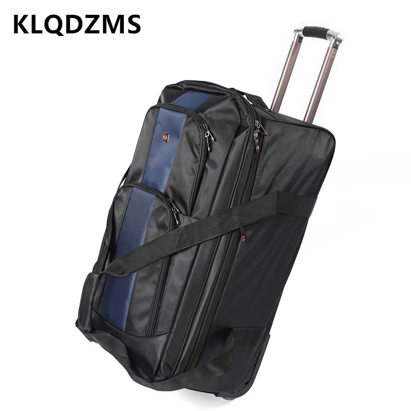 

KLQDZMS High Quality Suitcase 28"32 Inch Oxford Cloth Boarding Box Large Capacity Trolley Bag Collapsible Rolling Luggage