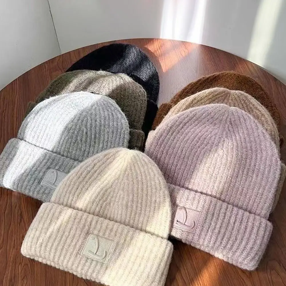 Winter Warm Knitted Cap Casual Solid Color Beanies Windproof Warm Hat Women's Fashion Ear Warmer Cap Hip-hop Bonnet