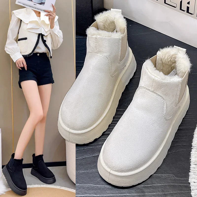 

Winter Women Snow Boots Plush Warm Non Slip Waterproof Ladies Flats Sneakers Casual Slip on Female Ankle Boots Botas Mujer
