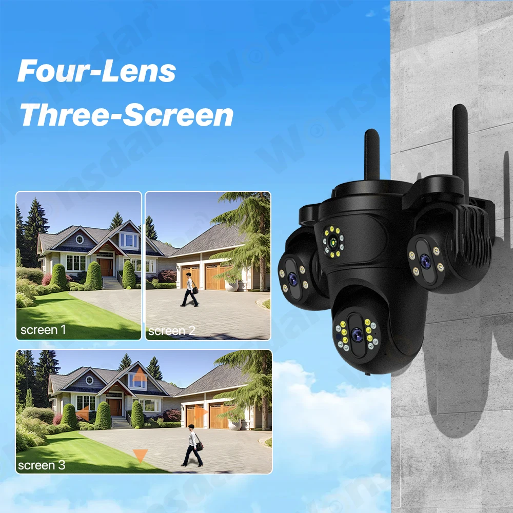 15MP HD WIFI IP Camera Three Screen Three Lens 10MP Dual Lens Auto Tracking IP66 Waterproof CCTV Video Security Cam iCsee