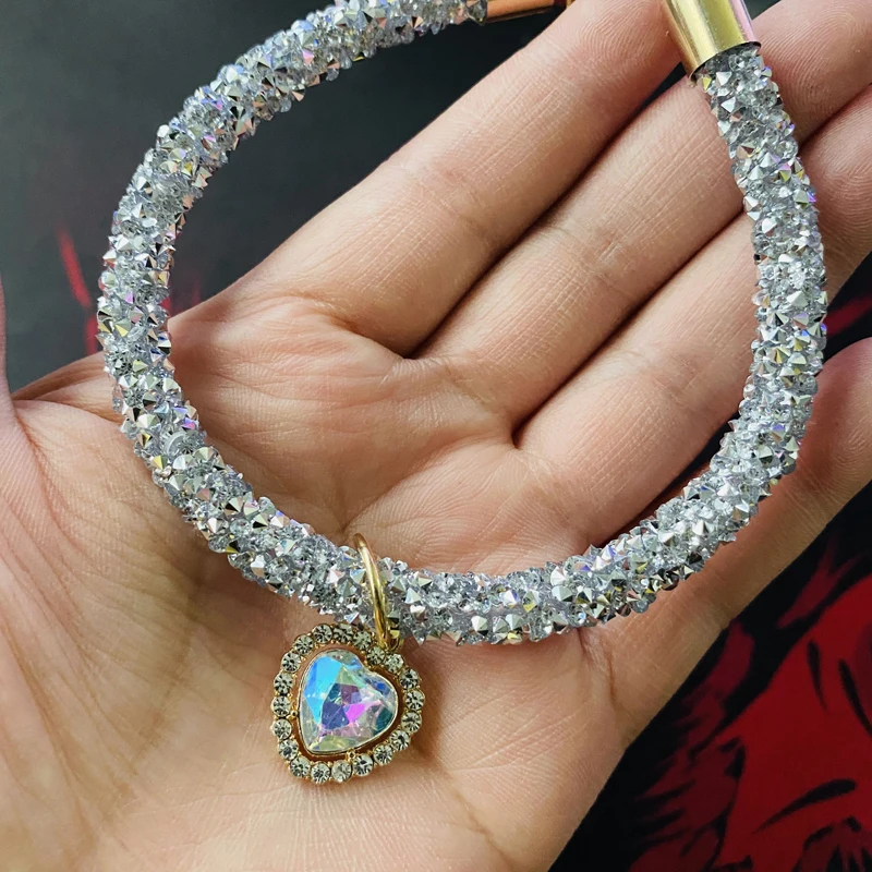 Accessories For Dogs|luxury Diamond Heart Pendant Dog Collar