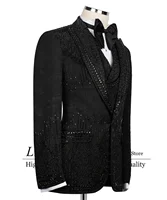 Fashion Jacquard Floar Embroidered Tuxedos Men Suits Customized Slim Fit trajes para hombre 3 Pieces Sets Wedding Prom Blazers