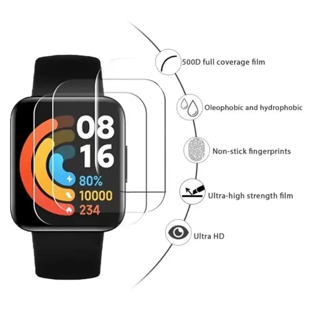 1-5PCS 배치 Redmi Watch 3 5 활성 연수 젤 필름 화면 보호 필름 9D 곡선 표면 연질 필름 Redmi Watch 3 4