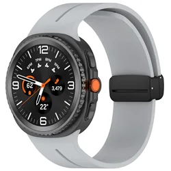 Soft Silicone Magnetic Buckle Sport Strap - Watch 8 Classic 46mm (Light grey)