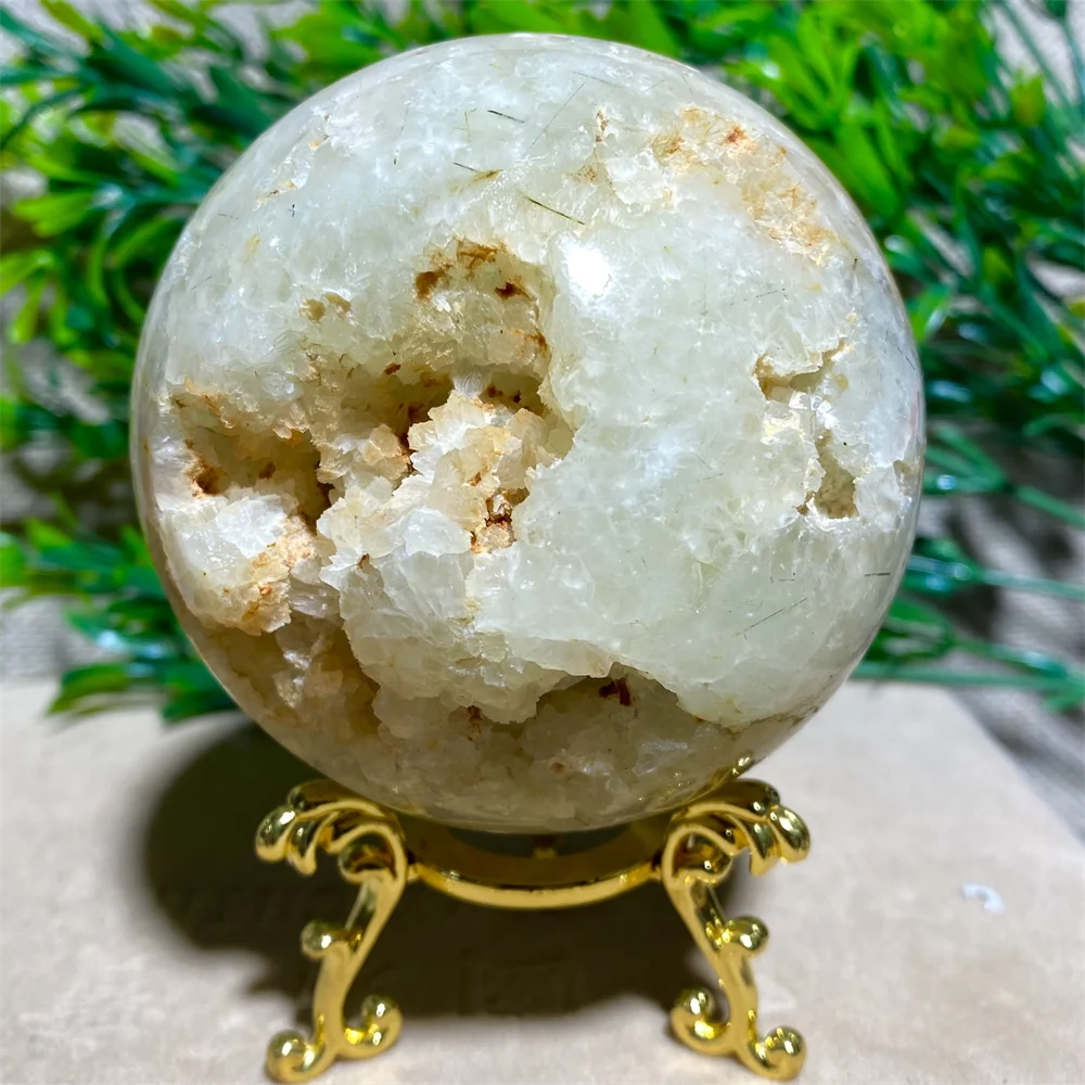 

Green Grape Hair Ball Natural Stone Geode Quartz Crystals Healing Sphere Prehnite Wichcraft Minerals Room Home Decoration