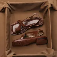 Sandales pour femmes style rétro français à bout carré et boucle 2026 – Confortables, semelle souple, simples et polyvalentes 4