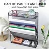 Wall file rack with bottom flat tray, office hanging folder magazine rack, including designer label hook set 1