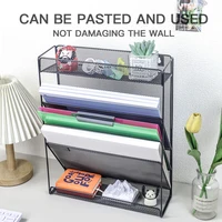 Wall file rack with bottom flat tray, office hanging folder magazine rack, including designer label hook set 1
