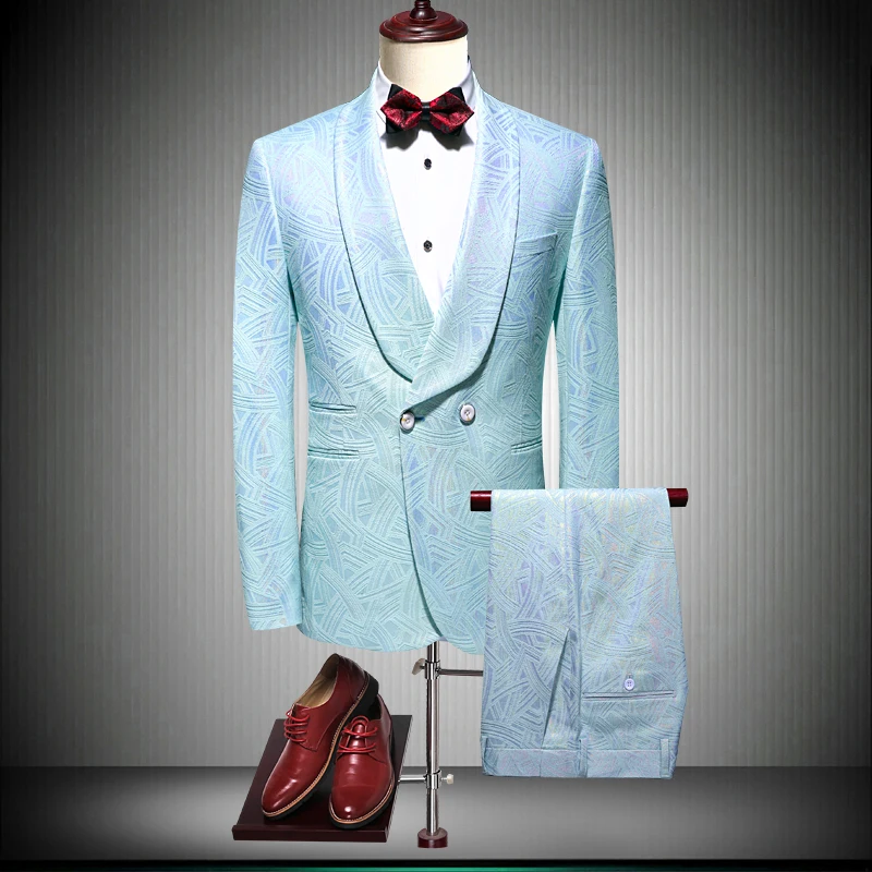 

(Jackets+Pants) Brand clothing Men high-grade business Blazers/Male slim fit Fashion Casual suit of two pieces groom dress