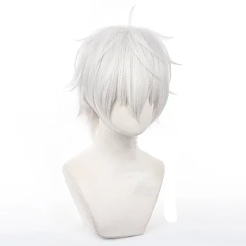 Parrucche sintetiche per cosplay Anime Seishiro Nagi, colore bianco argento, 30 cm, parrucca corta da uomo resistente al calore
