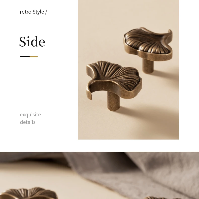 decorative ginkgo leaf brass furniture handle