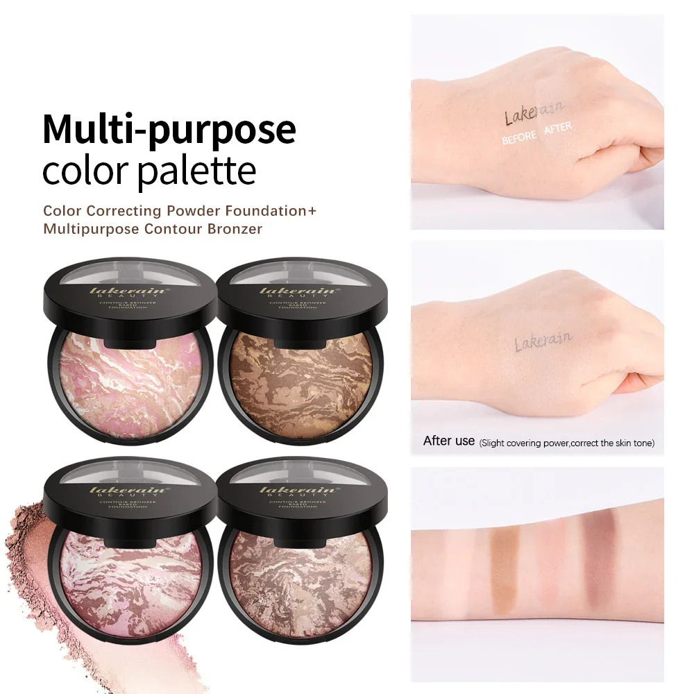 Lakerain 3-In-1 Baking Foundation Highlighter Powder Setting Powder Contour Blush Makeups Cosmetics powder blusher blush powder facial blusher