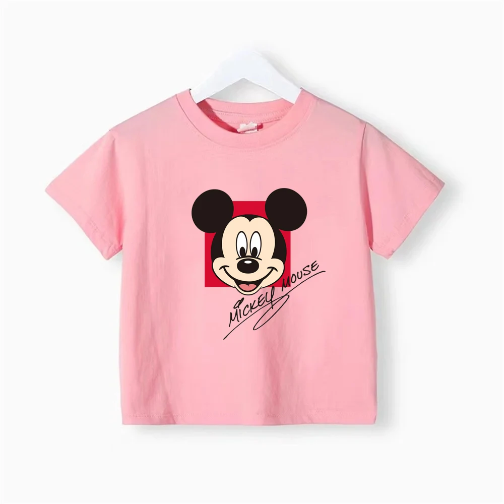 Mickey Mouse Children's Cotton Short sleeved Top Summer Children's T-shirt Boys and Girls Heart Soft Clothes Birthday Gift 3