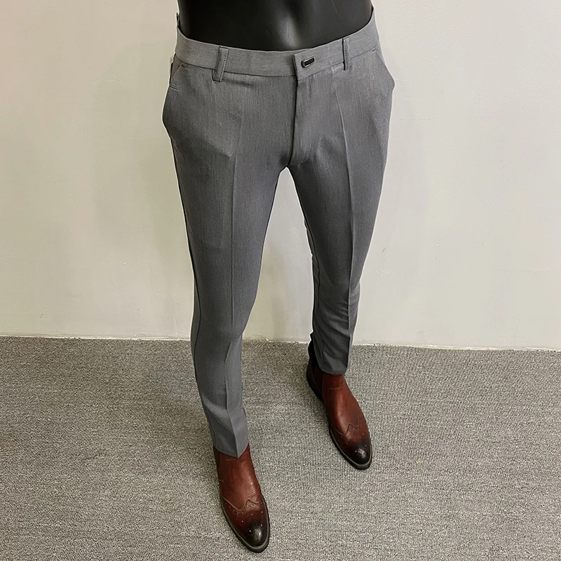 Stretch Pants Summer Men's Casual Stretch Pants Solid Color Slim Business Formal Office Versatile Interview For Men Daily Wear stretch pants business pants suit pants men pants