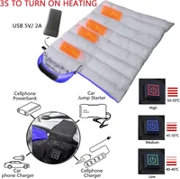 Hiver -5 ℃   Sac de couchage chauffant USB portable adulte électrique thermique chaud 4 saisons Camping en plein air randonnée voyage (sans batterie externe 4