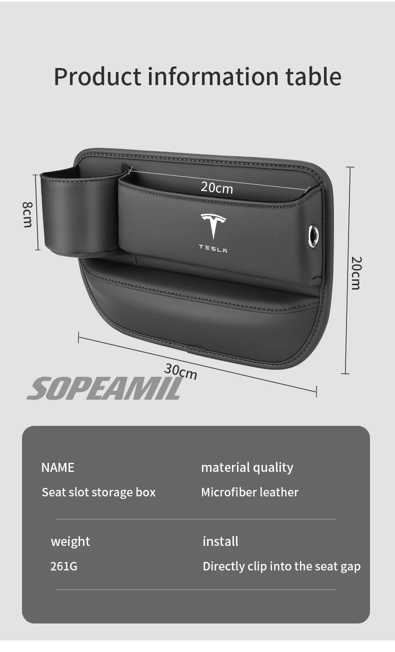 Car Leather Seat Gap Multifunction Crevice Water Cup Holder Storage Box Tesla Model 3 Model Y Model S Model X Cybertruck Beast