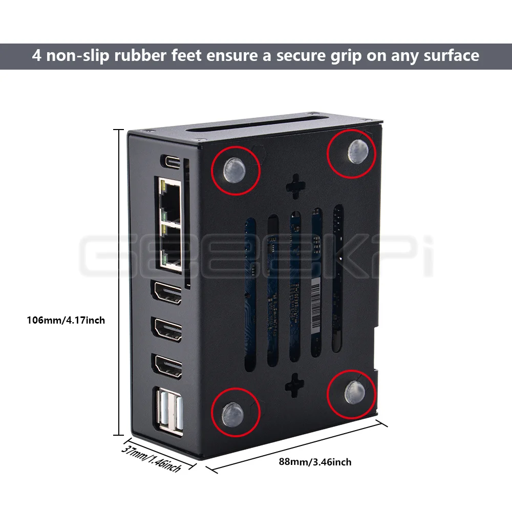 Geeekpi Orange pi Plus Case com Dissipadores de Calor Caixa Metálica com Ventilador - Imagem 2