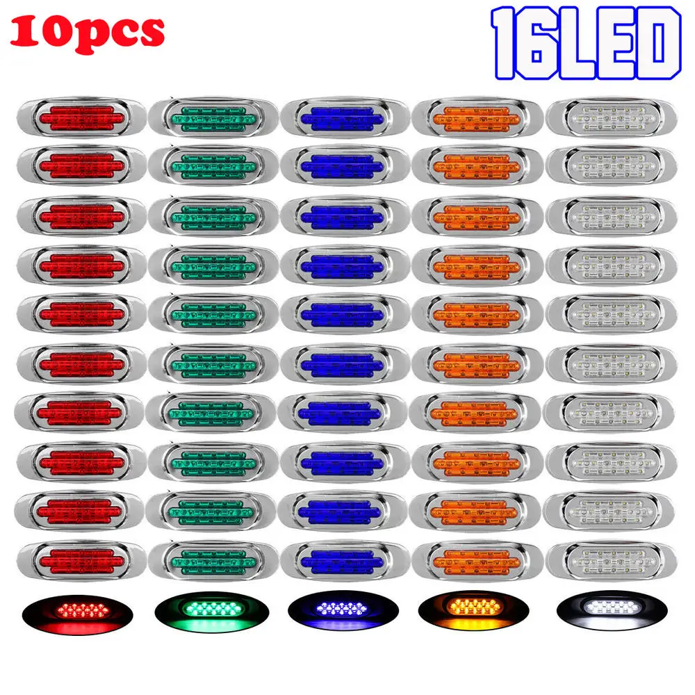 

10pcs 16 LED 12V 24V External Side Marker Warning Light Clearance Lamp Turn Signal Light Car Truck Trailer RV Lorry Caravan IP68