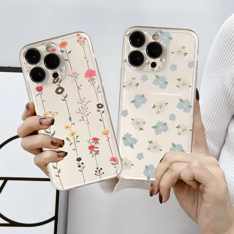 Clear Floral TPU Phone Case Cover - Elegant Flower Design