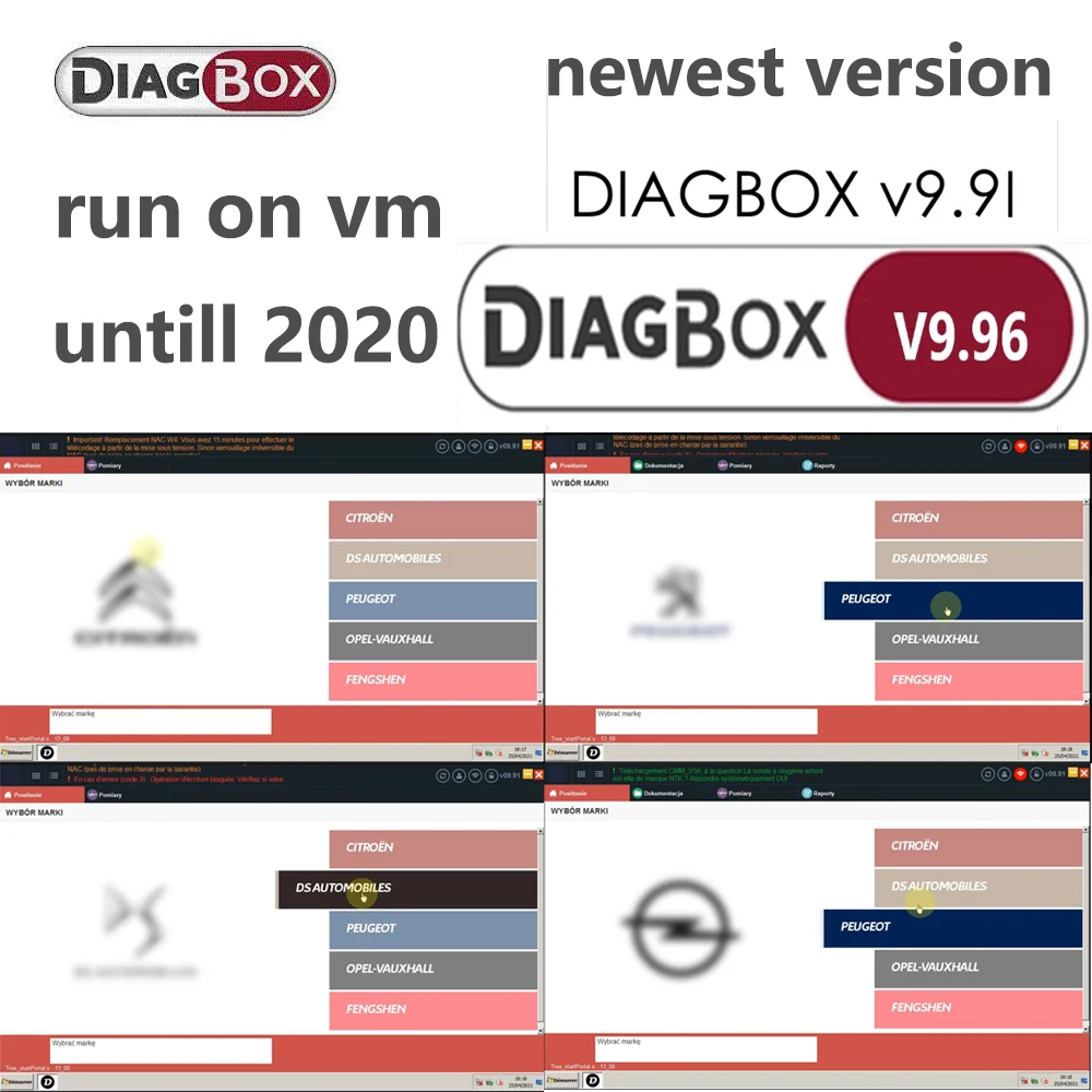 Tanio Diagbox V9.96 V9.91 V9.68 V8.55 pełna aktualizacja dla pełnej