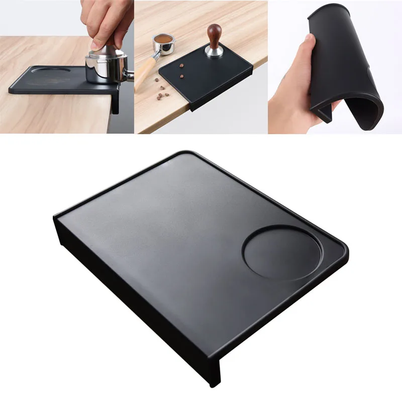 Espresso Tools Coffee Tools Anti-skid Coffee Tamper Mat Food Grade Silicone Pad Espresso Coffee Tamping Corner Black Thicken Mat for Office Bar Shop