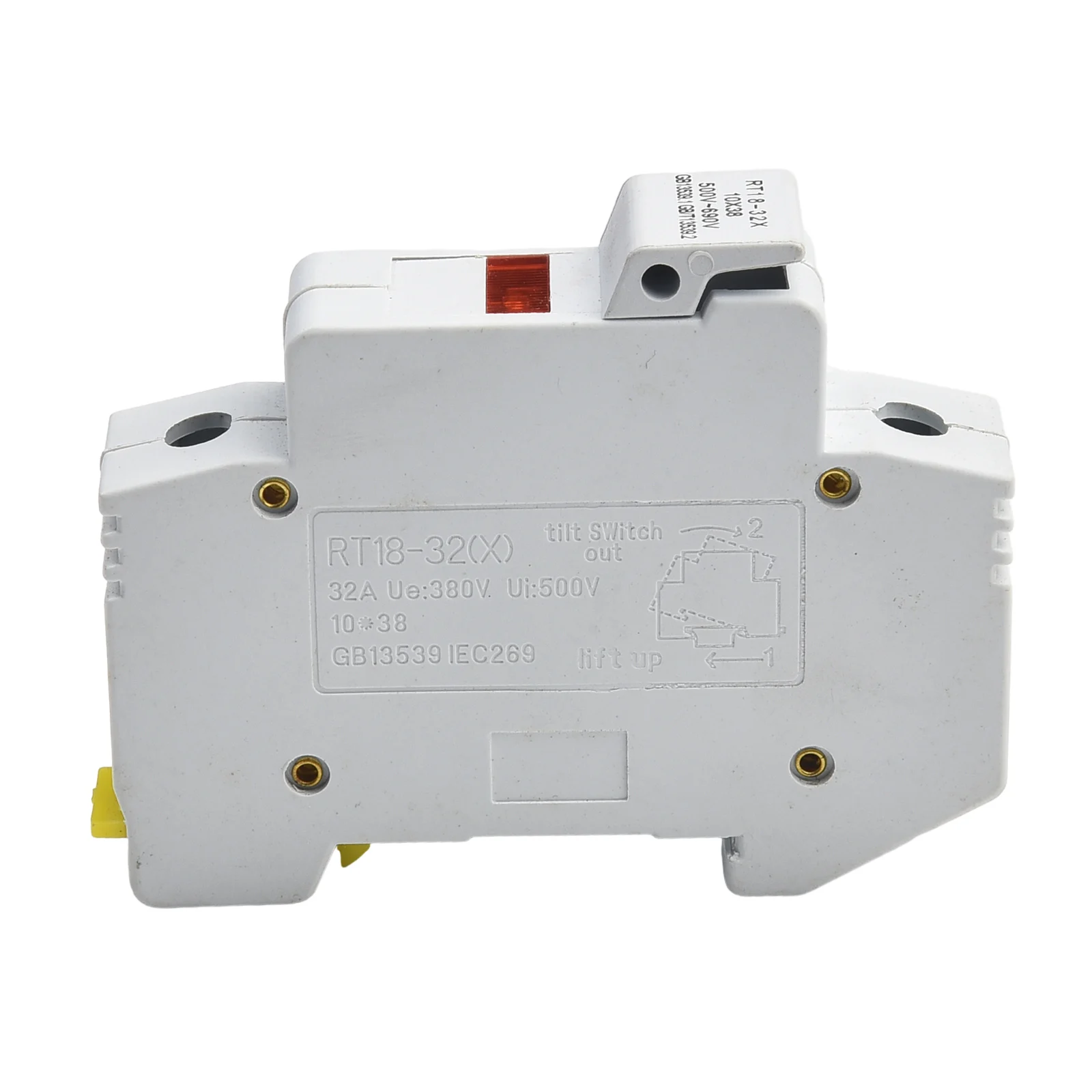 RT18-32X 1P 32A Fuse Base 10x38mm DIN Rail Mount Fuse Holder Base With LED Light R015 500V Safety Seats Connector