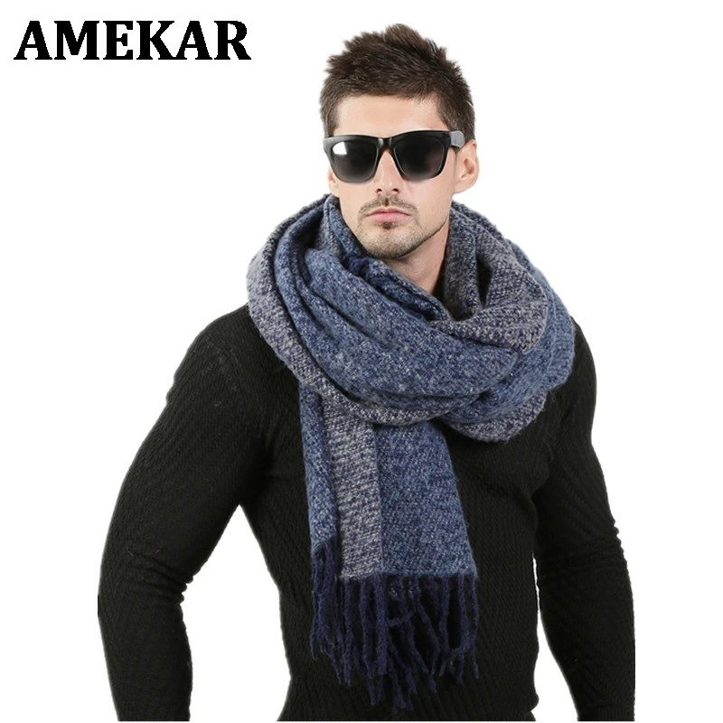 Bufandas De diseño De Moda Para hombre, Bufanda De Cachemira De De lana, Gruesa Y cálida De Alta calidad, De invierno, 70cm X 200cm, Nueva| | - AliExpress