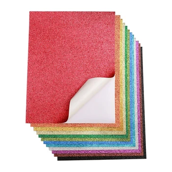 20pcs color mixed premium glitter craft paper, self-adhesive glitter paper, art projects, gift packaging, card making 1
