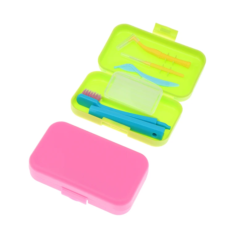 Orthodontic Oral Care Kit Portable Toothbrush Box Orthodontic Wax Foldable Toothbrush Interdental Brush Teeth Whitening Tool