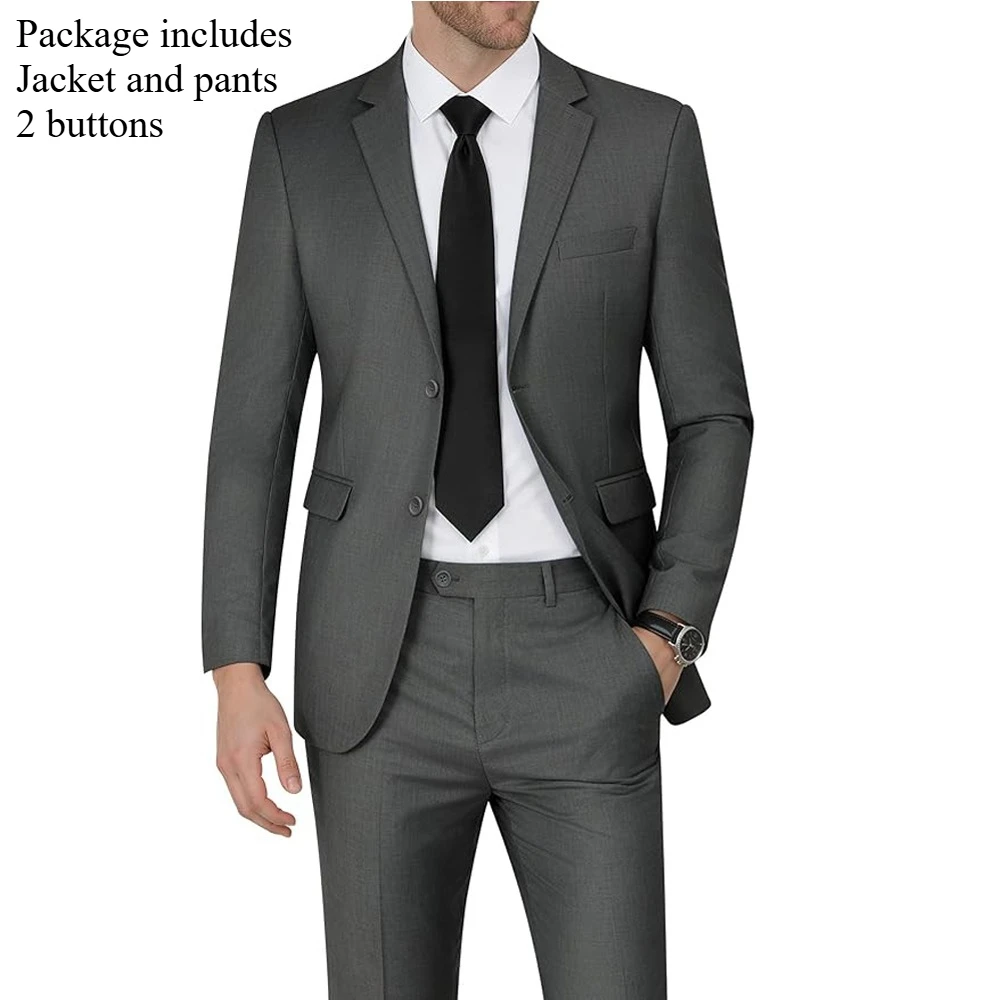 2 Pezzi - Grigio - 2 Bottoni