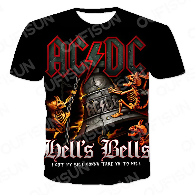 2023 New Men's Summer Popular Rock T-shirt, Casual Fashion Ac Dc 3d ...