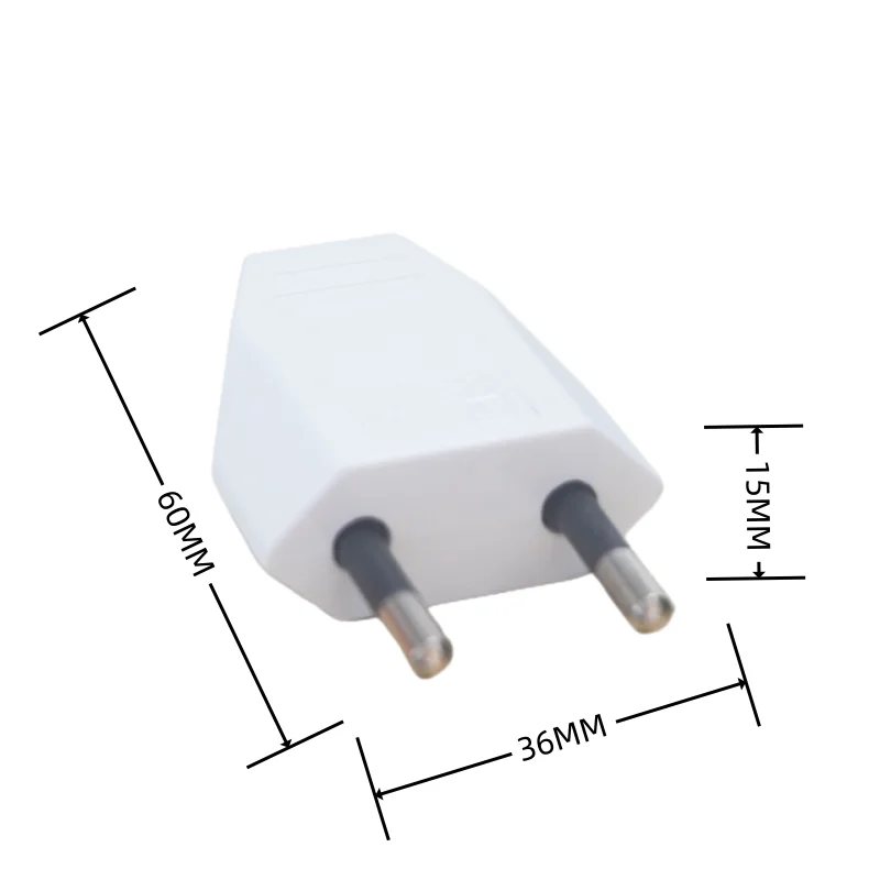 Black/White Rewirable European Plug 250V 2.5A CE 2 Pin Wireless Male Plug For DIY Power Cord