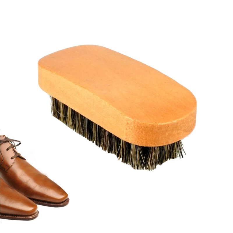 Pig Hair Shoe Shine Brushes With Horse Hair Bristles For Boots Shoes Care Cleaning Brush For Suede Nubuck Boot 2
