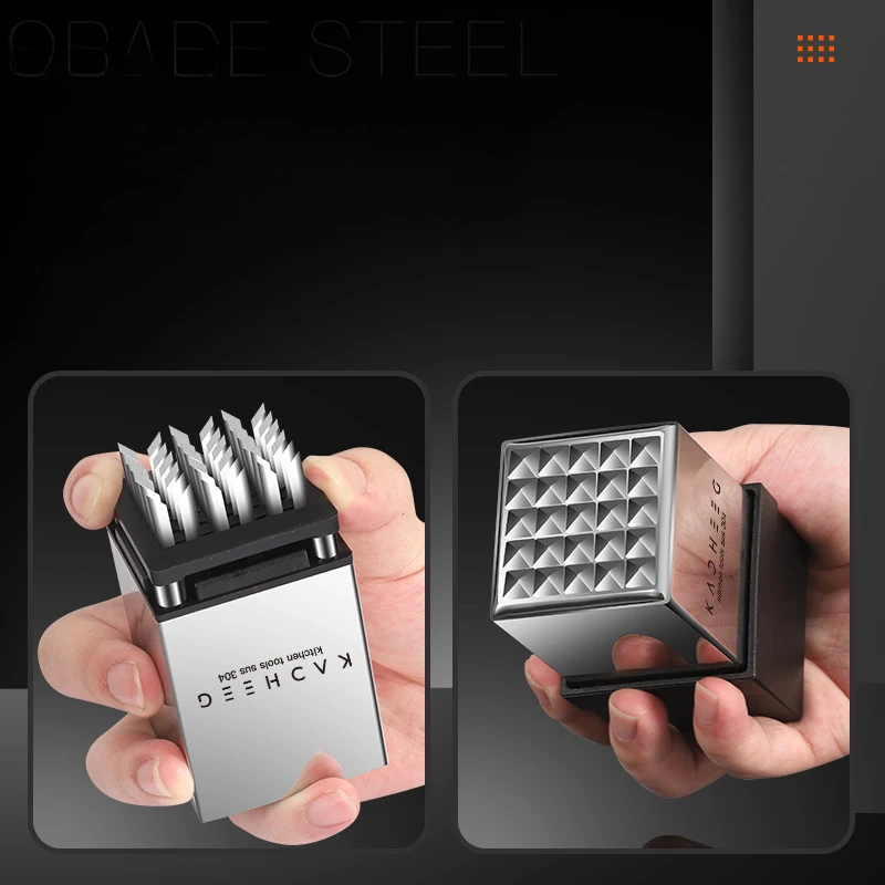 1pcs Meat Hammer Stainless Steel Steak Tenderizer Household Kitchen Tool Double-sided Meat Loosener Kitchen Hammer