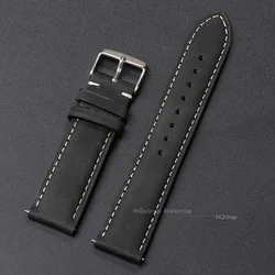 Vintage Brown Genuine Leather Quick Release Watch Strap - Unisex Replacement Band - 22mm (Black)
