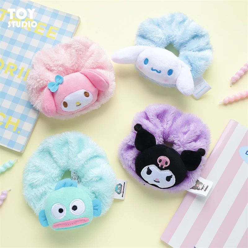 Sanrio Hello Kitty Anime Kuromi Melody Plush Hair Ties Anime Hair Cinnamoroll Ring hair band Cartoon Cute Birthday Gift For Girl 2