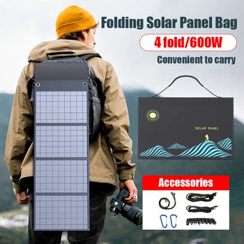 Borsa pieghevole per pannello solare da 200-300 W Caricatore solare con uscita USB + CC Dispositivo di ricarica solare pieghevole portatile per alimentatore esterno