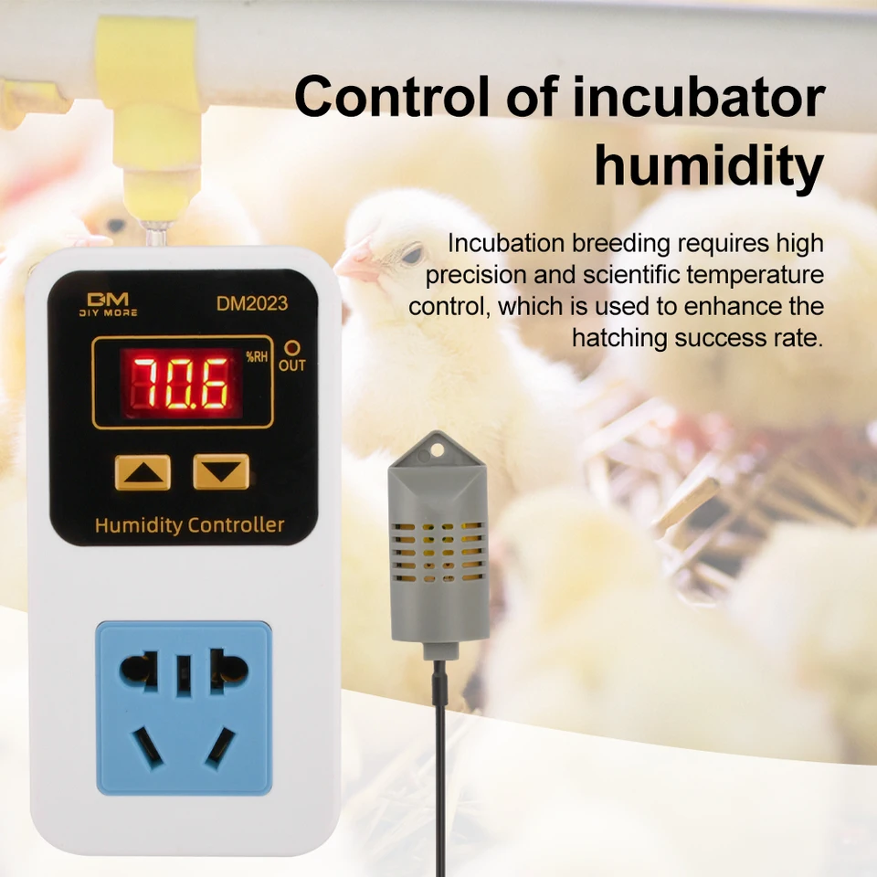 thumbnail image 2 of Digital Humidity Controller Switch Socket 0-99% RH - Perfect For Greenhouses, Storage & Home Use 2 of 14