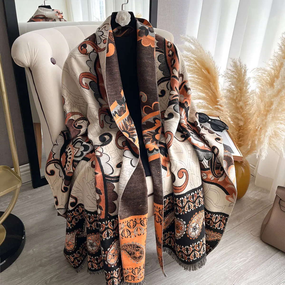 Winter Elegance Cashmere Scarf For Women Paisley Shawl Female Pashmina Luxury Brand Poncho Thick Blanket Warm Bufanda Echarpe