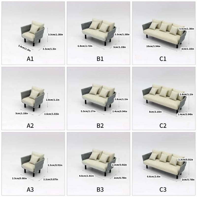 미니어처 가구 장난감 소파 모델 1/20 1/25 1/30 스케일 인형 하우스 장식