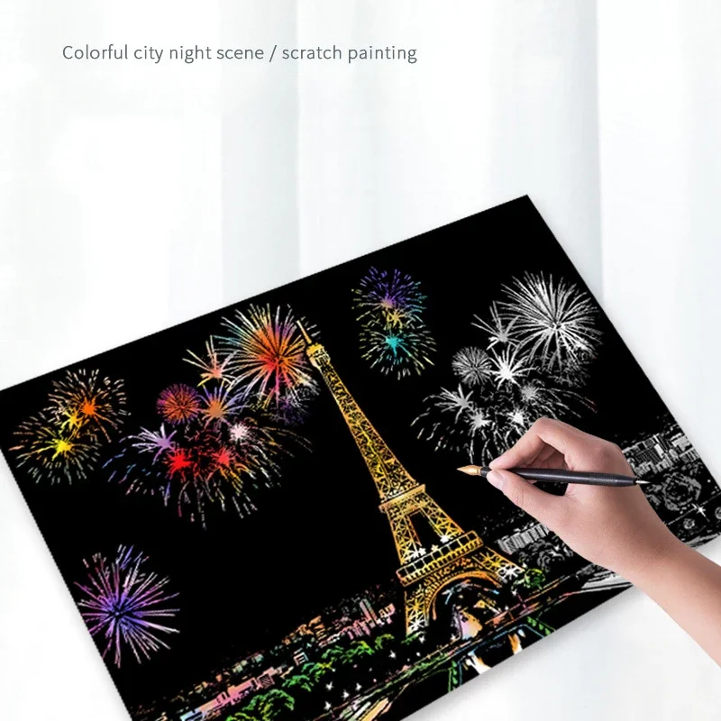 Reel Extra Large 75*52cm Magic Scratch Art Crafts World Landscape Scraping  Paintings Paper Adult