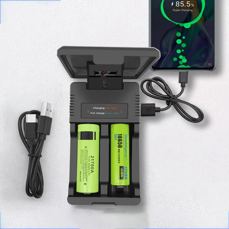 18650 Battery Charger Multi Munctional Solar Type C Intelligent Lithium Battery Holder For 18650 Boxs Power Bank Cases