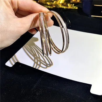 925 Silver Needle Fashion Exaggerated Circle Earrings For Women Jewelry 2025 Trending Women's Multilayer Frosted Hoop Earrings